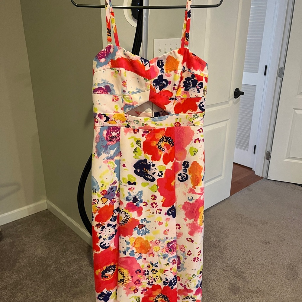 RACHEL Rachel Roy Strapless Floral Dress - Red, Pink, Blue